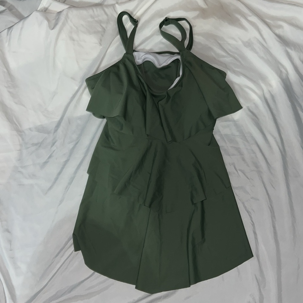 Olive green swimsuit TOP ONLY 
SKORT IN PREVIOUS AD